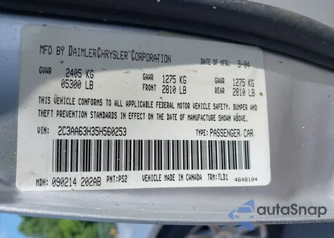 2005 Chrysler 300C from USA, damaged, VIN 2C3AA63H35H560253